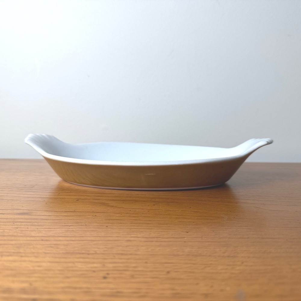 Fraunfelter China Co. Oval Baking Serving Dish 67 Brown Tan Casserole Oval